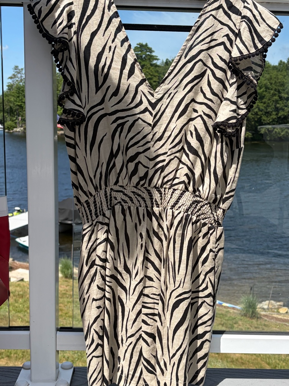 INC International Concepts Black and Cream Zebra Print Jumpsuit Romper - Picture 2 of 4